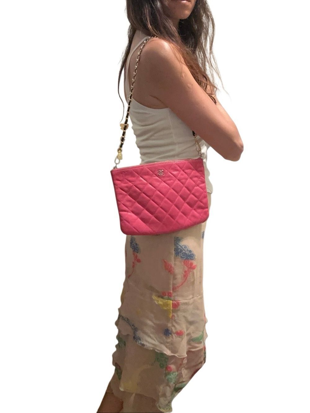 Chanel caviar Quilted pink leather Clutch